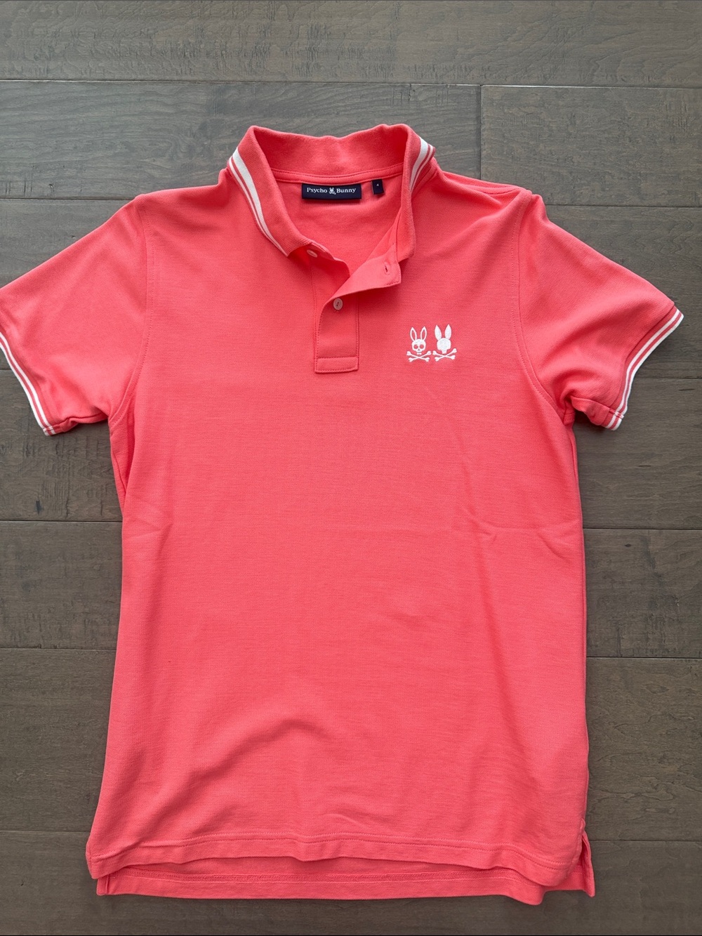 Psycho Bunny Coral-Red Short Sleeve Polo with Contrast Trim